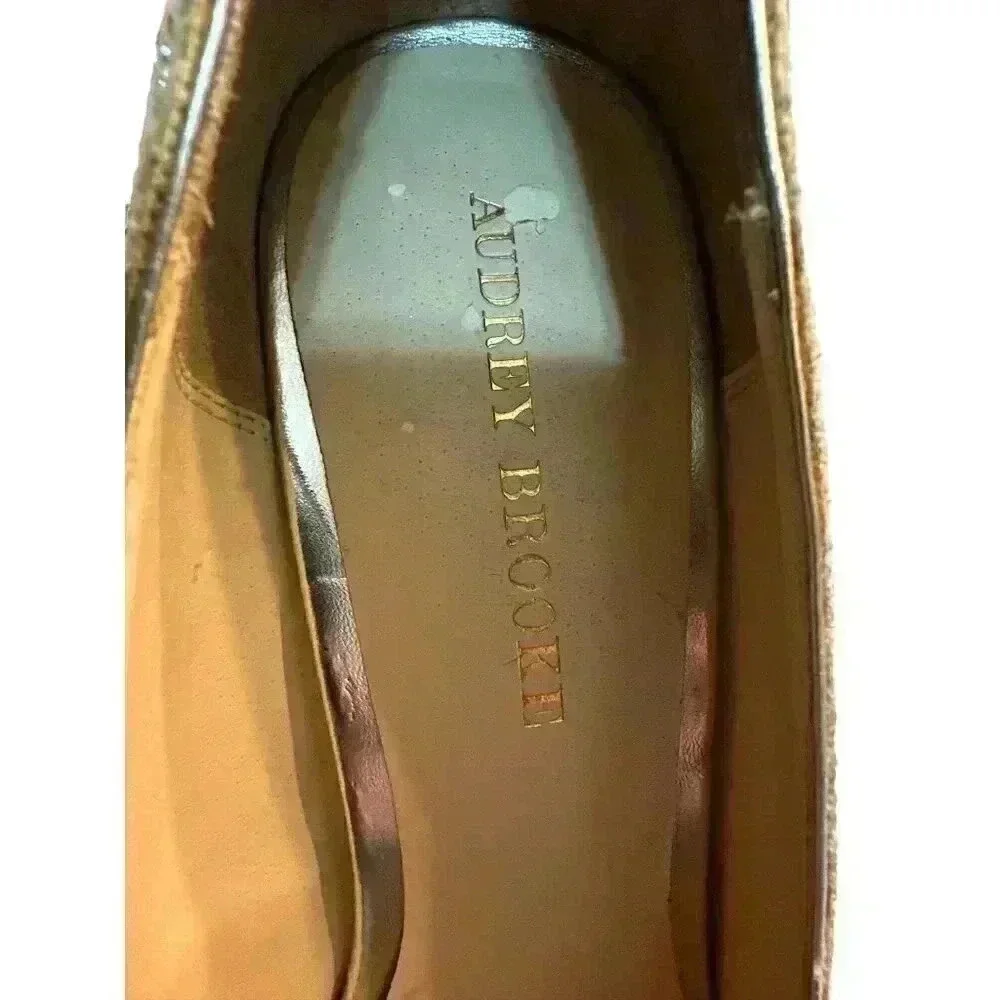 Audrey Brooke Silver Metallic Fabric Upper Peep Toe 4